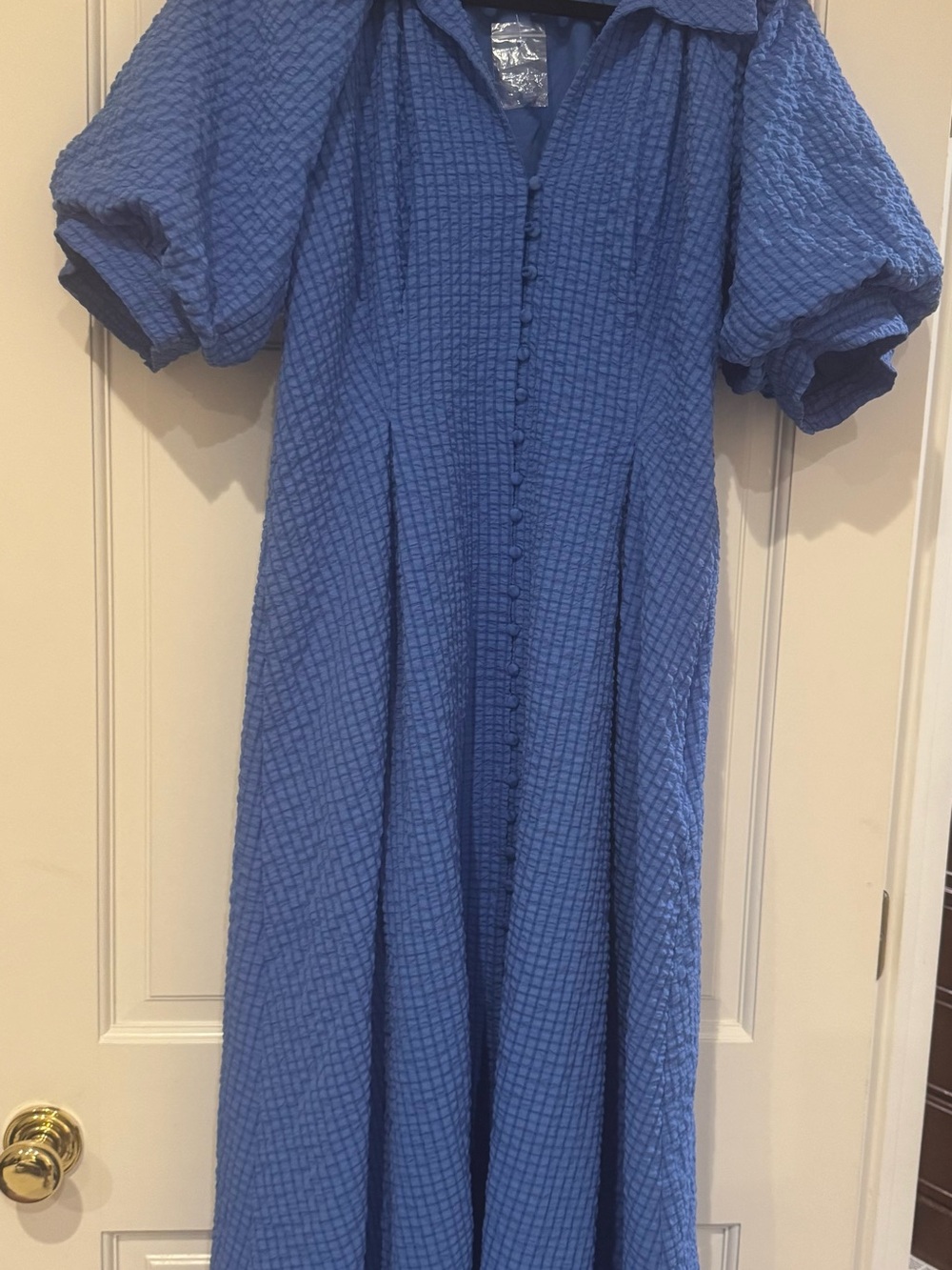 Anthropologie Periwinkle Textured Button-Front Maxi Dress